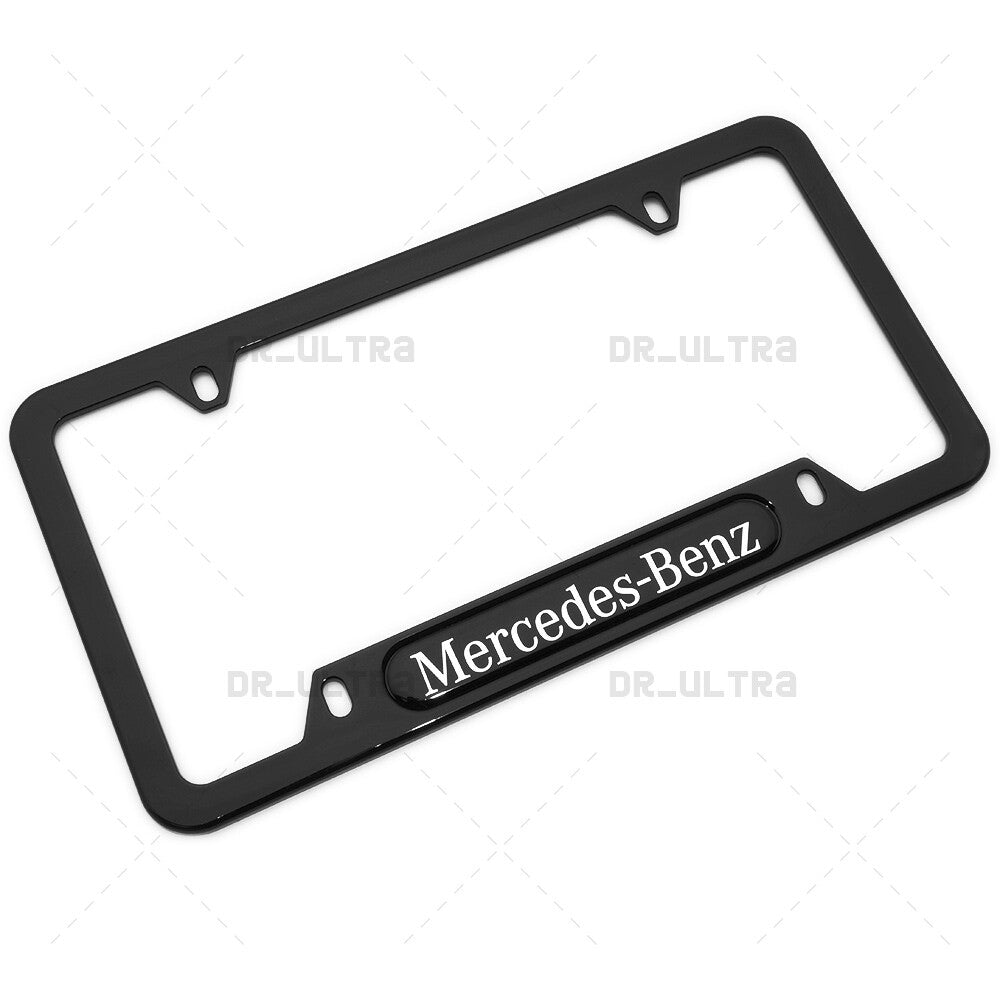 Gloss Black Front or Rear Mercedes Logo Emblem License Plate Frame Cover Gift