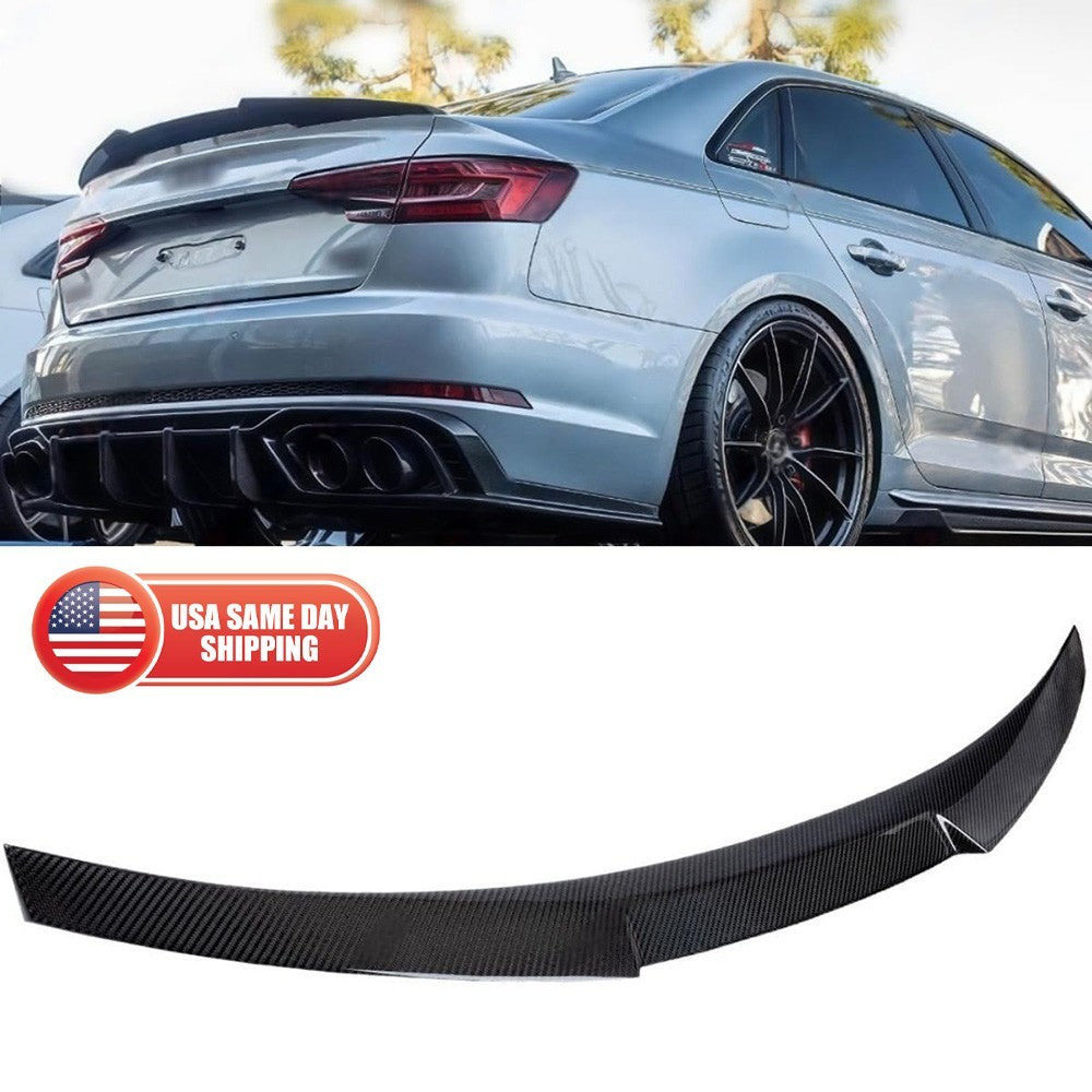 17-25 Audi A4 S4 B9 M4 Style Carbon Fiber Highkick Rear Trunk Spoiler Wing Lid