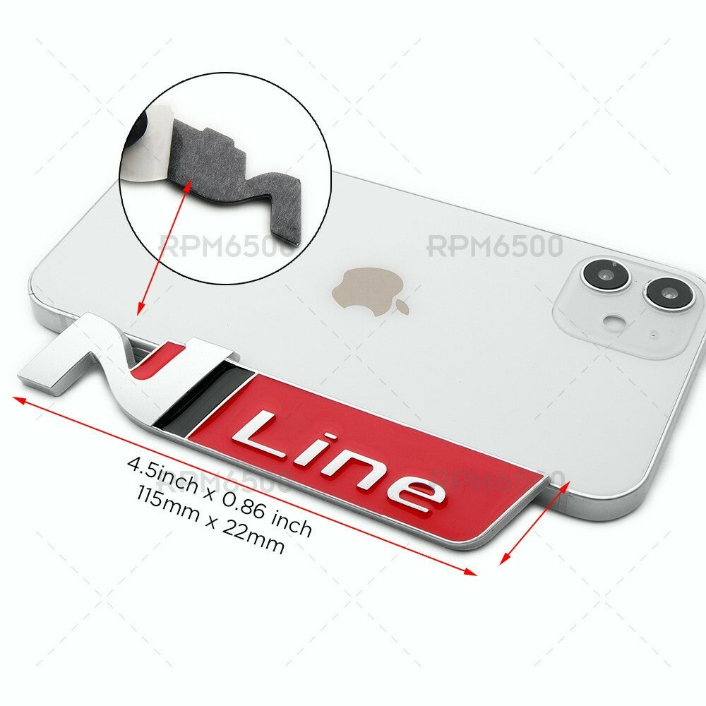 Universal Car Fender Side Marker Logo Badge Nameplate Emblem Sport Silver Red