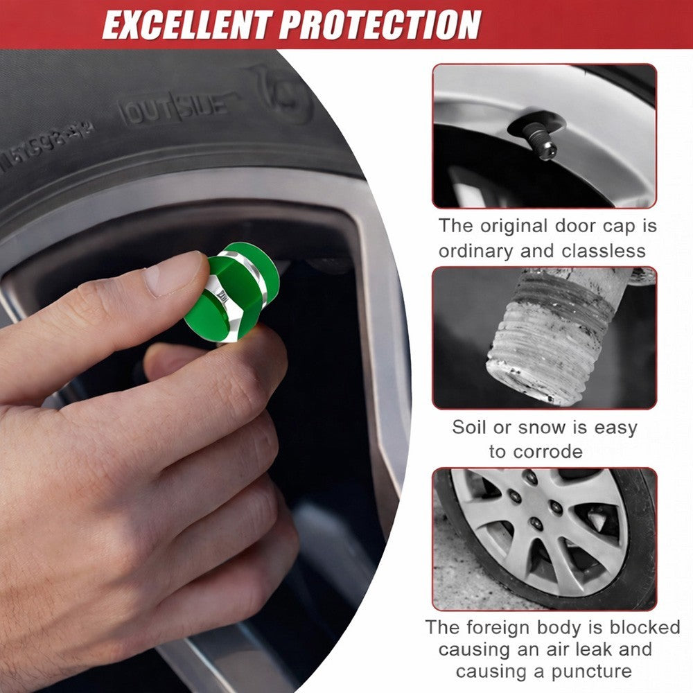 4pcs Universal Car Tire Wheel Valve Stem Caps Hex Design Dust Cover Accessories