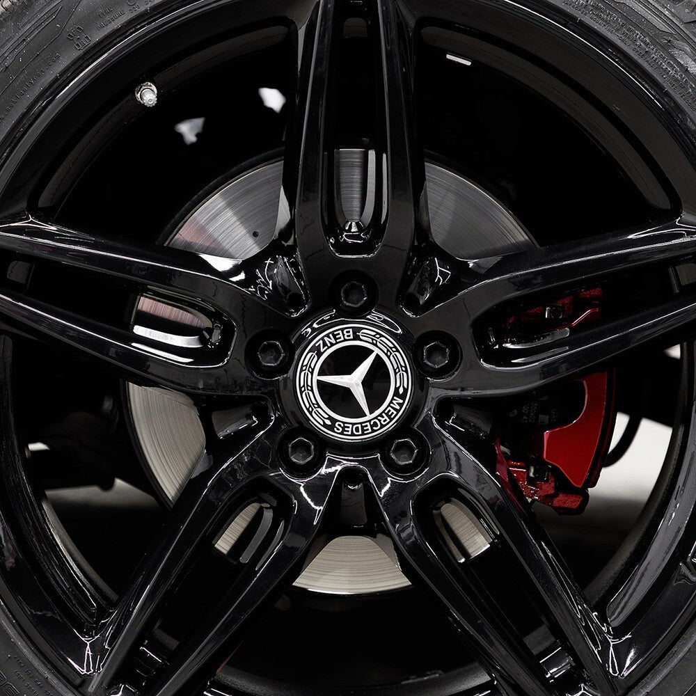 4x Mercedes Wheels Center Cap Hub Star Laurel Black Cover Inserts Sport AMG Set
