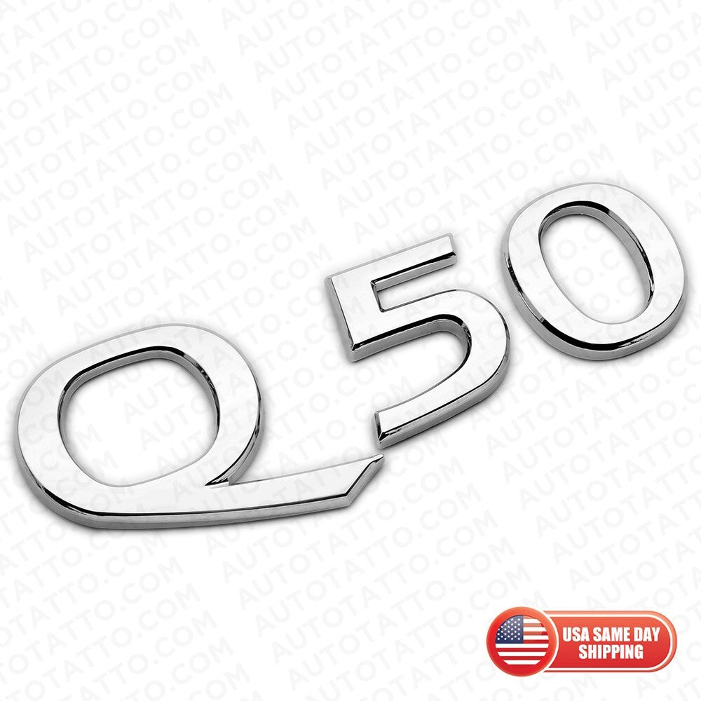 For Infiniti Q50 Rear Trunk Letter Badge Emblem Nameplate Sport Silver Chrome