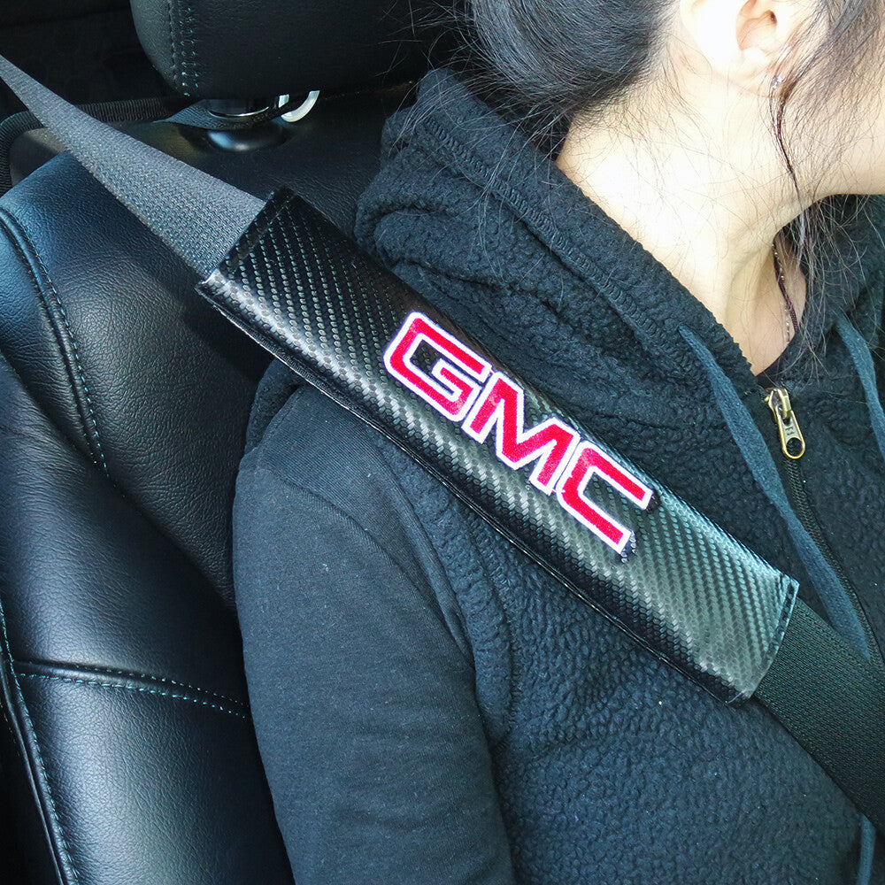GMC Sport Carbon Car Seat Belt Cover Safety Shoulder Strap Cushion Pad Harness