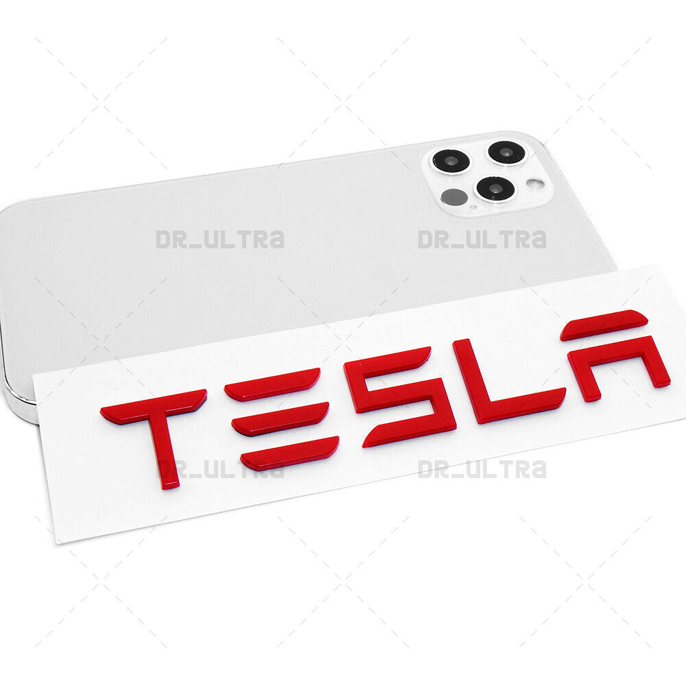 Tesla Rear Trunk 3D Decal Insert Letters Nameplate Logo Badge Emblem Sport Red