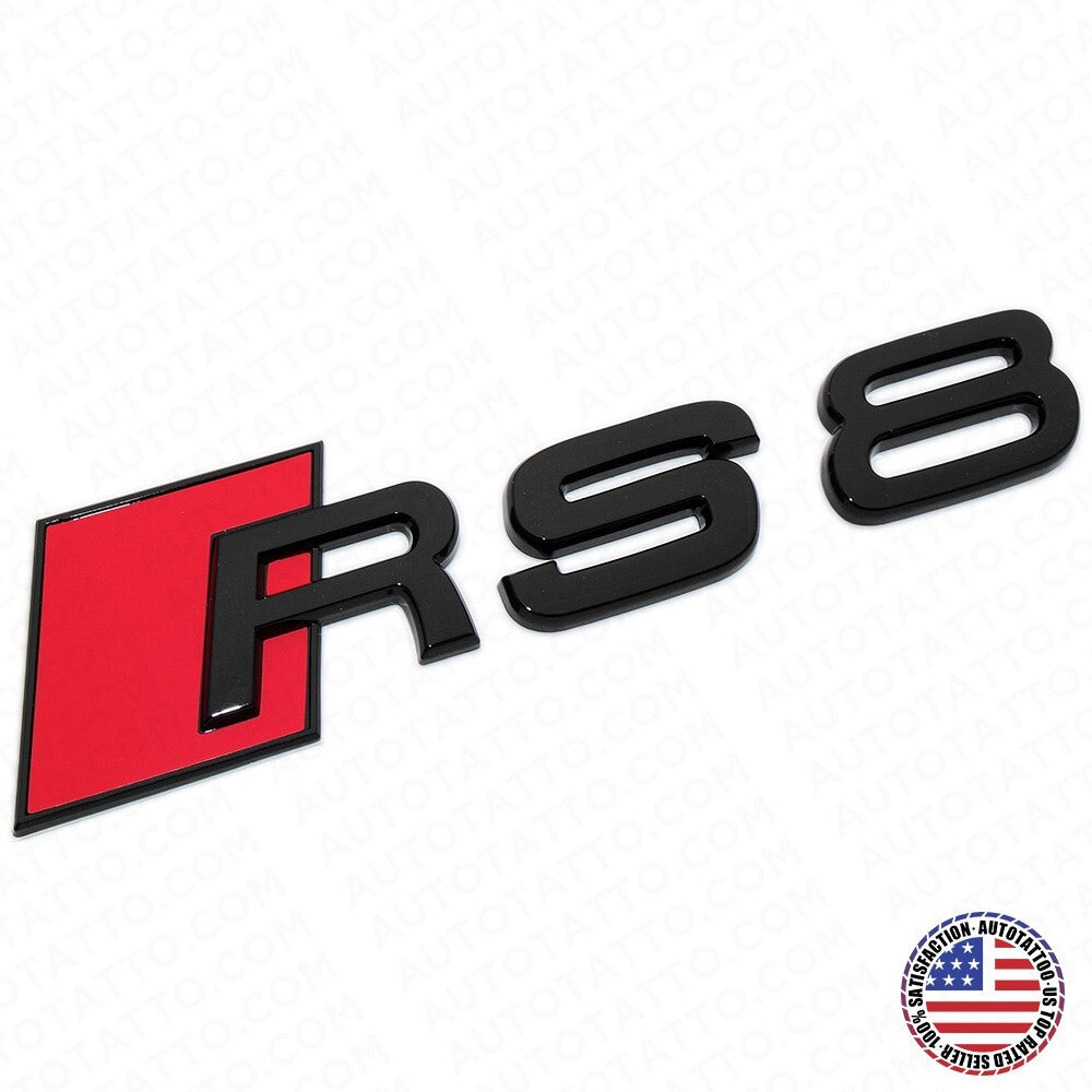 Audi RS 8 Gloss Black Rear Letter Tail Nameplate Trunk Emblem Badge Sport