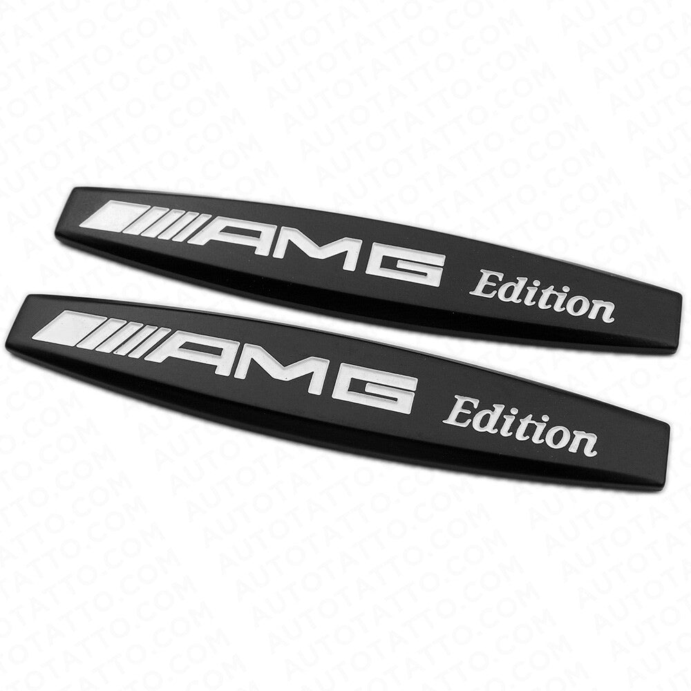 2pcs AMG Edition Fender Marker 3D Sticker Badge Emblem Decorate Limited Black