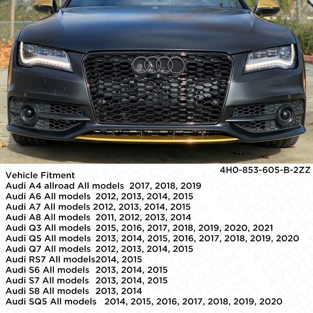 For Audi Matte Black Front Grille Rings Badge Logo Emblem Q3 Q5 SQ5 Q7 A6 A7 S7