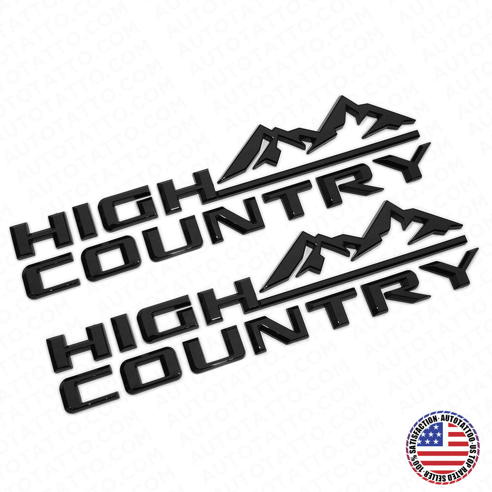 2x 19-21 Gloss Black Tahoe Silverado High Country Fender Letter Emblem Badge