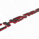 Chevy Chevrolet Truck Lifgate Letter Badge Logo Emblem Black Redline Large Size