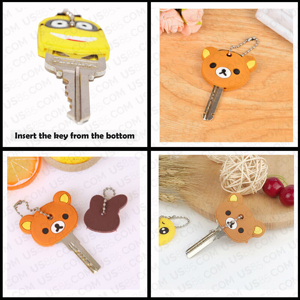 Universal 3D PVC Silicone Cute Cartoon Key Identifier Label Cap Cover Keychain