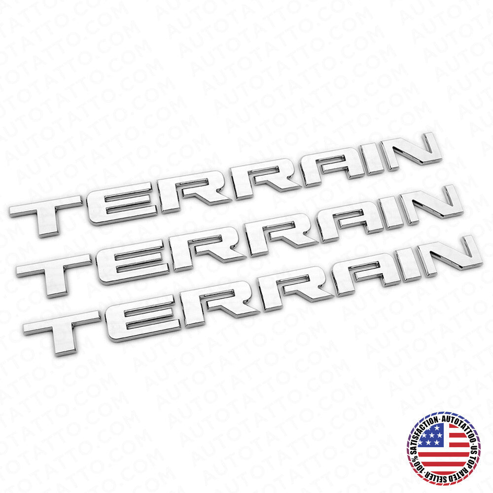 3x GMC Terrain Front Door & Rear Liftgate Nameplate Logo Emblem Decorate Chrome
