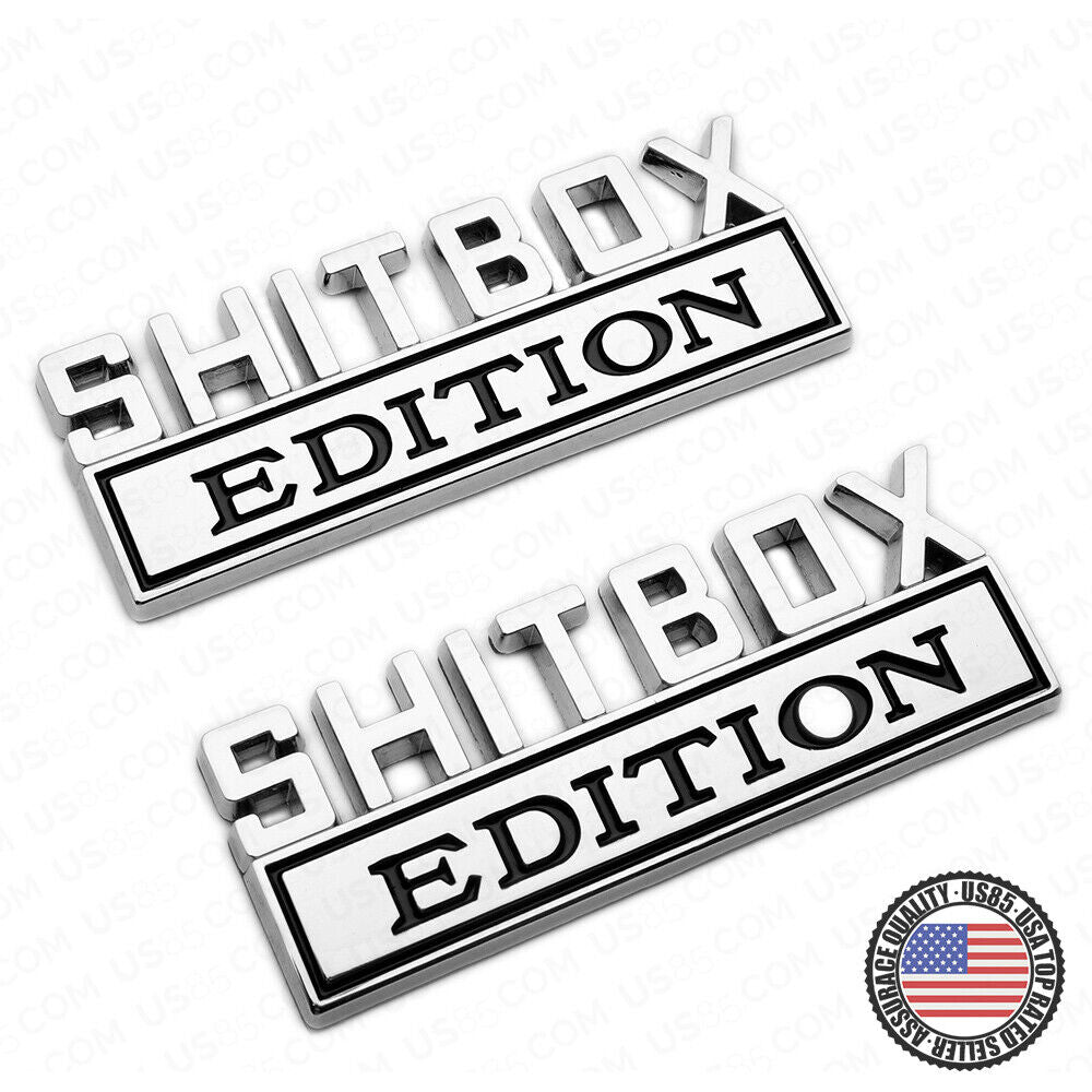 Universal 1x or 2x Fashion Metal ShitBox Edition Car Decal Sticker Decoration