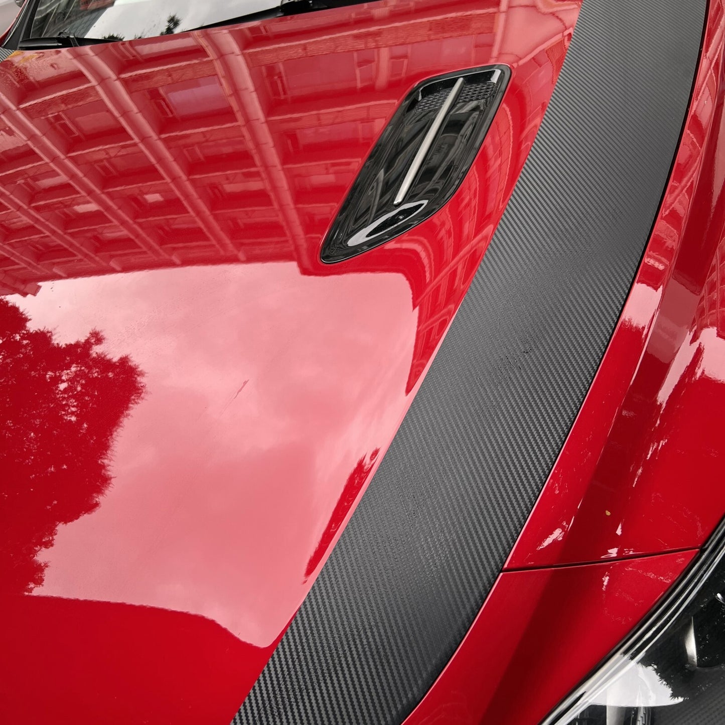 Fit Stinger Car Rally Racing Stripes Front Hood Carbon Fiber Decal Wrap Sticker
