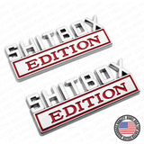 Universal 1x or 2x Fashion Metal ShitBox Edition Car Decal Sticker Decoration