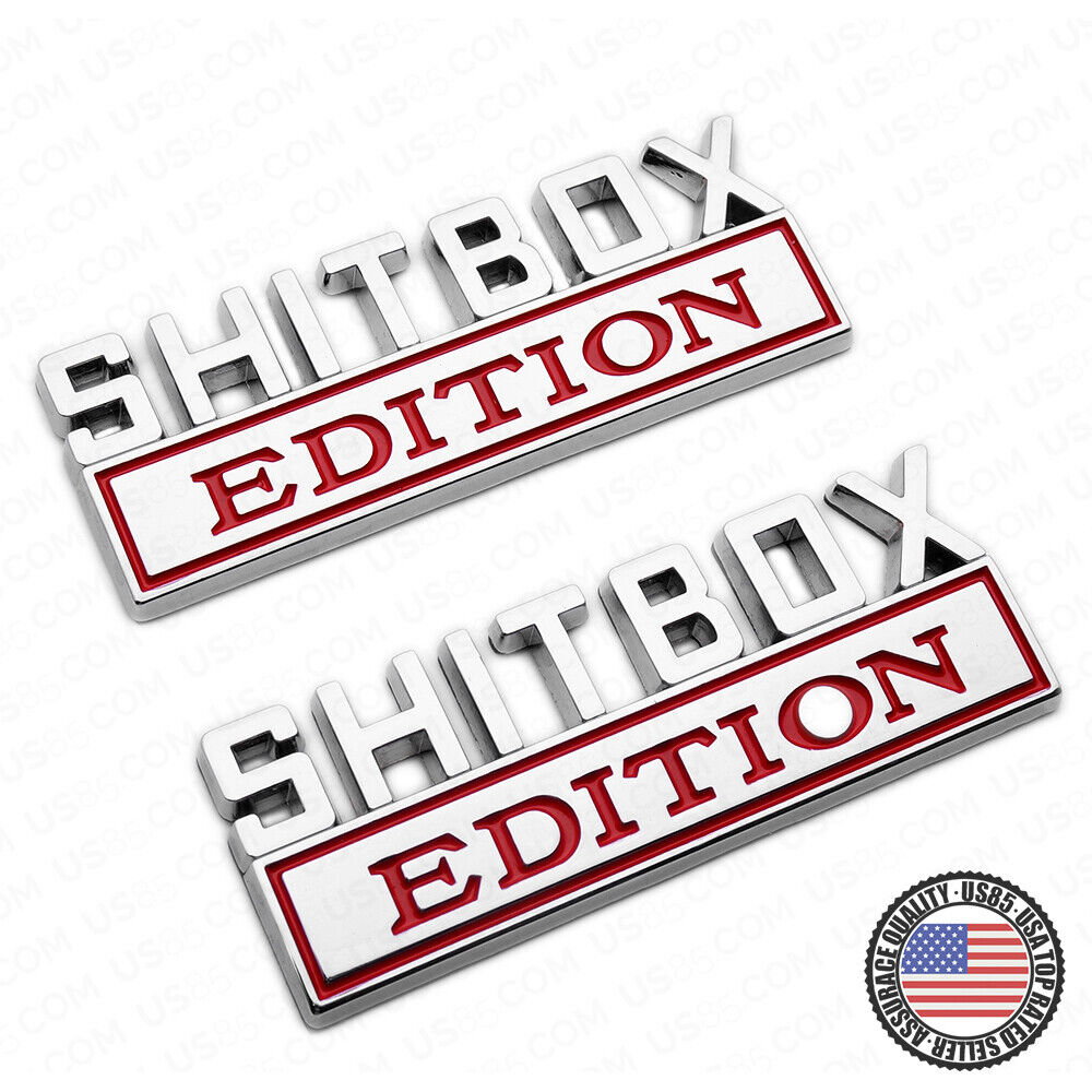 Universal 1x or 2x Fashion Metal ShitBox Edition Car Decal Sticker Decoration