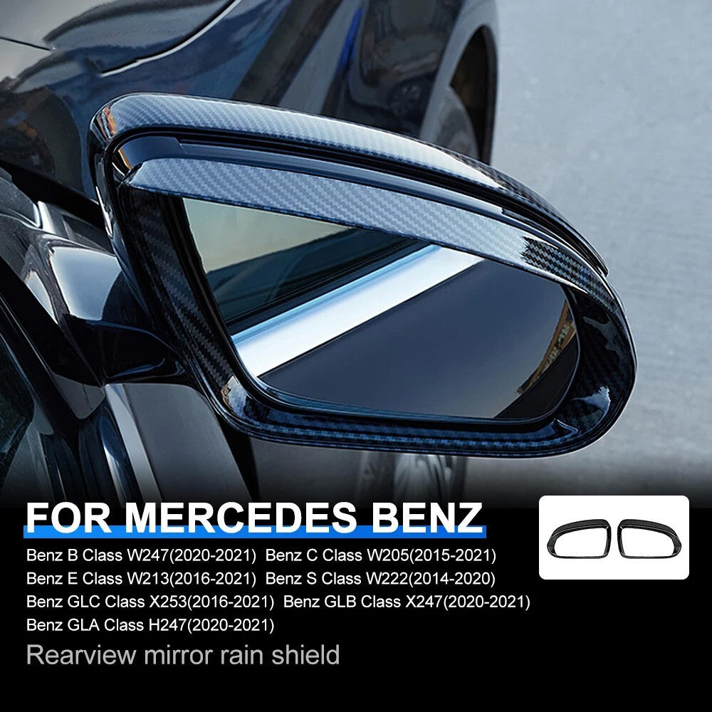 Benz C E S GLC GLB GLA Class W205 W213 Rearview Mirror Rain Shield Carbon Fiber