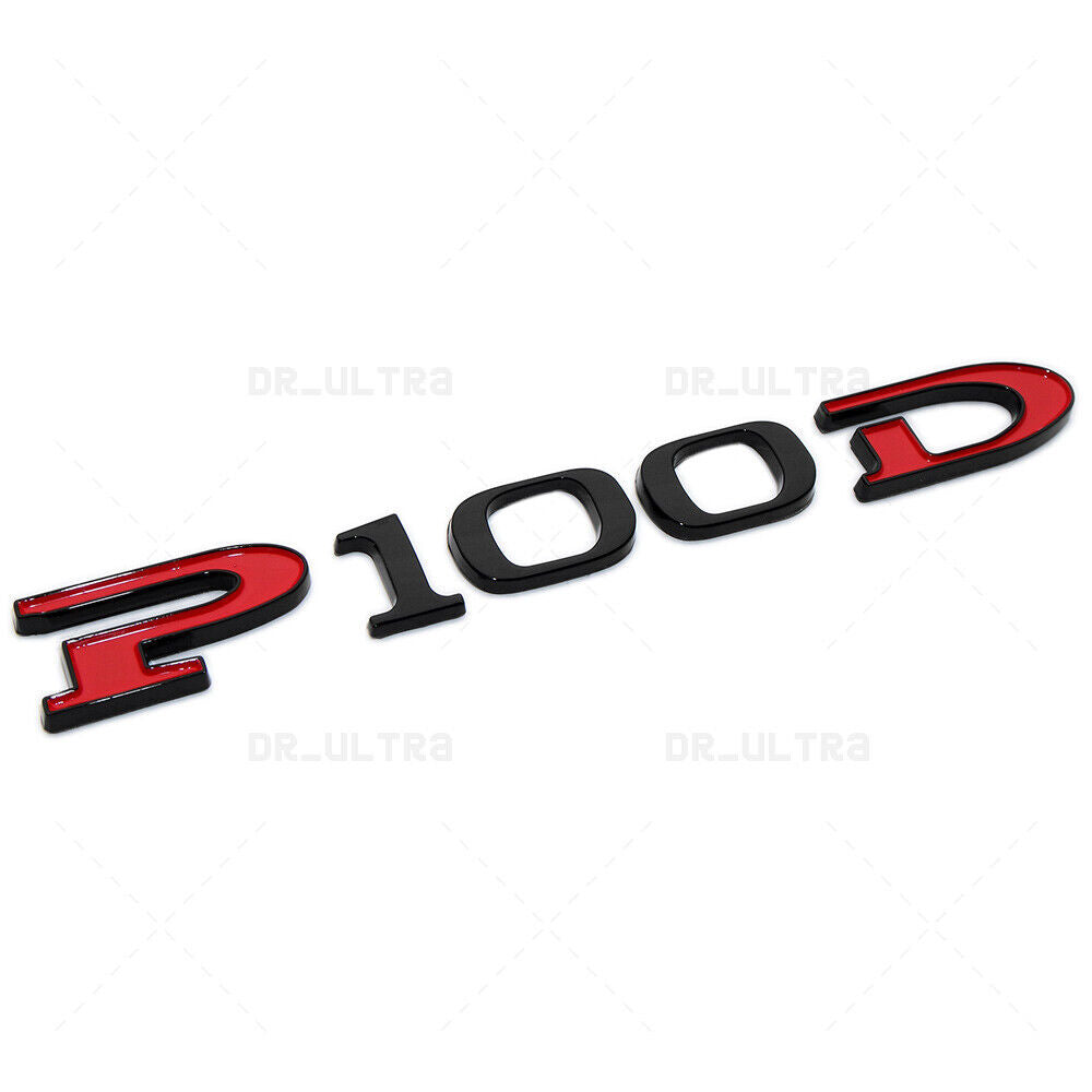 Tesla Rear Liftgate Model P100D Nameplate Logo Badge Emblem Sport Black & Red