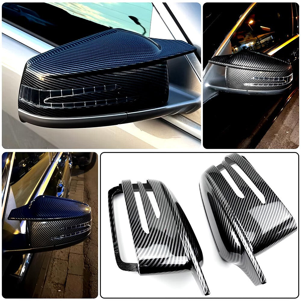 Carbon Fiber Horn Wing Style Mercedes W204 W212 W117 C E S GLA Side Mirror Cover