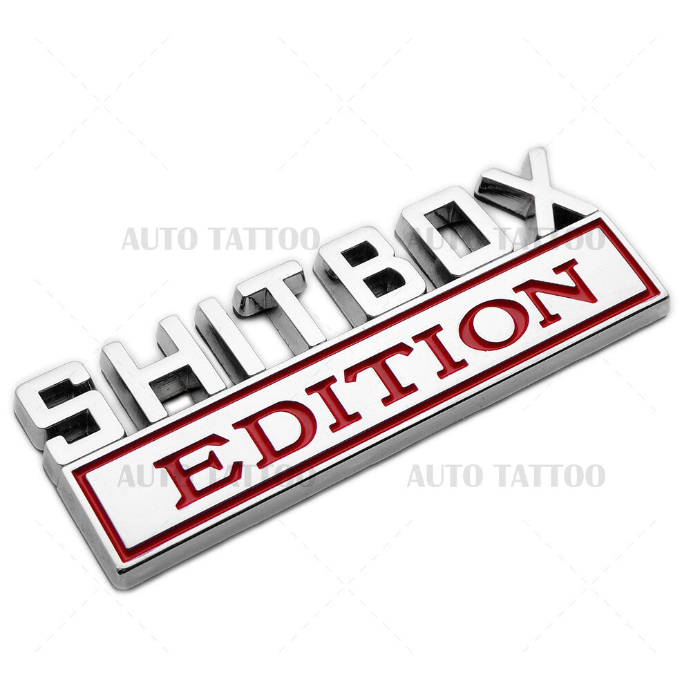 2Pcs ShitBox Edition 3D Car Truck Emblem Funny Badge Sticker Decal Decorate