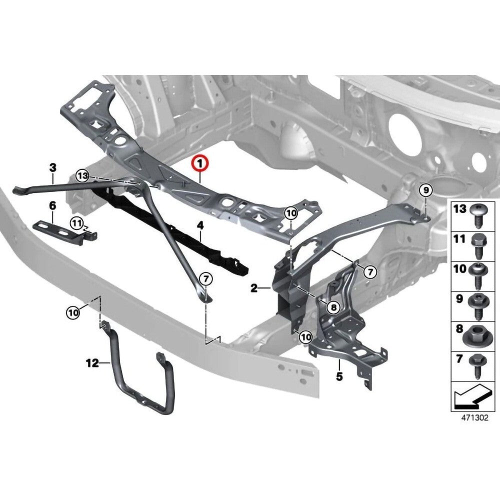 BMW X1 Mini F56 1 Series F48 F52 F45 F46 Front Water Tank Bracket Upper Tie Bar