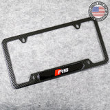 For Audi RS Front or Rear Carbon Fiber Texture License Plate Frame Cover Gift