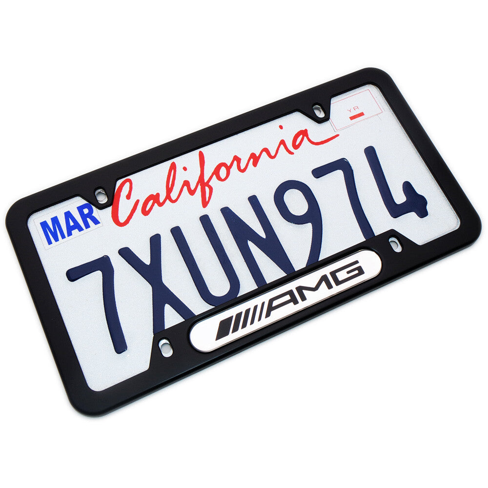 Black Stainless Car License Plate Frame Cover For AMG Sport Gift Accessories