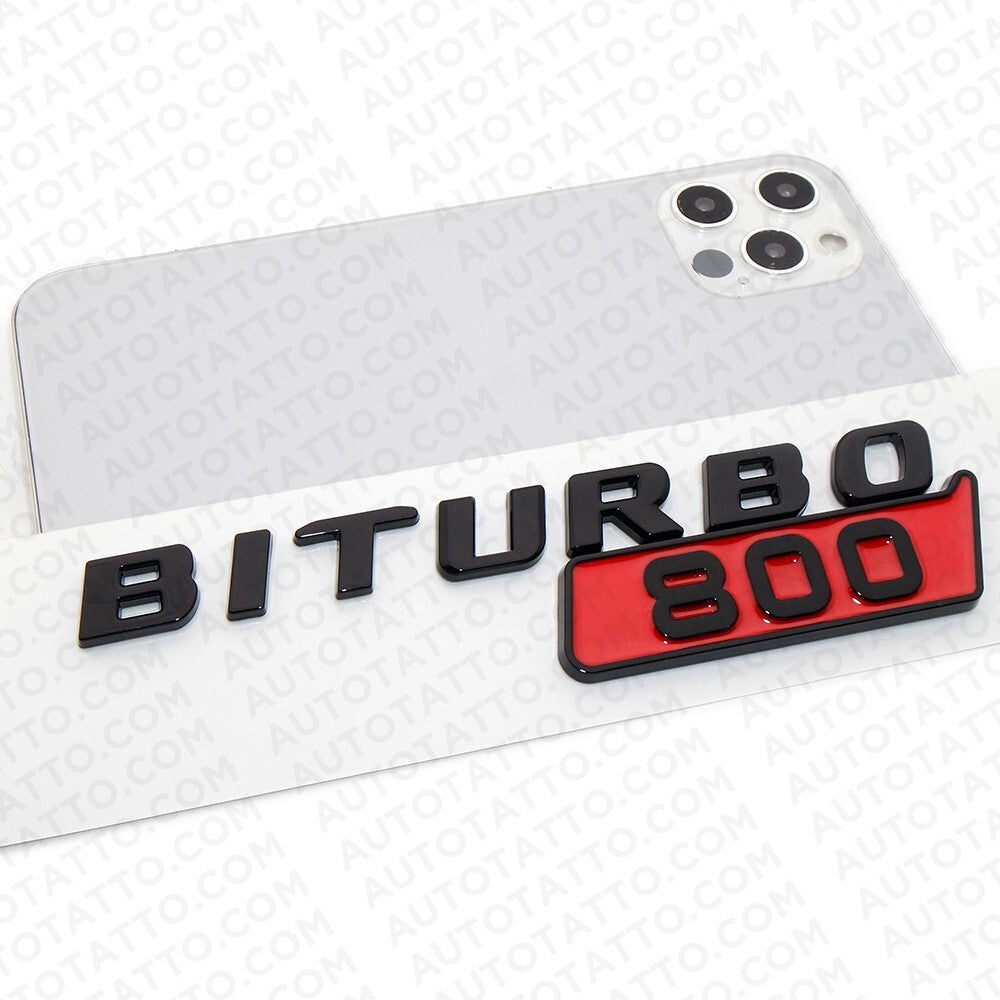 2x Mercedes BRABUS BITURBO 800 Fender Nameplate Badge Marker Emblem Gloss Black
