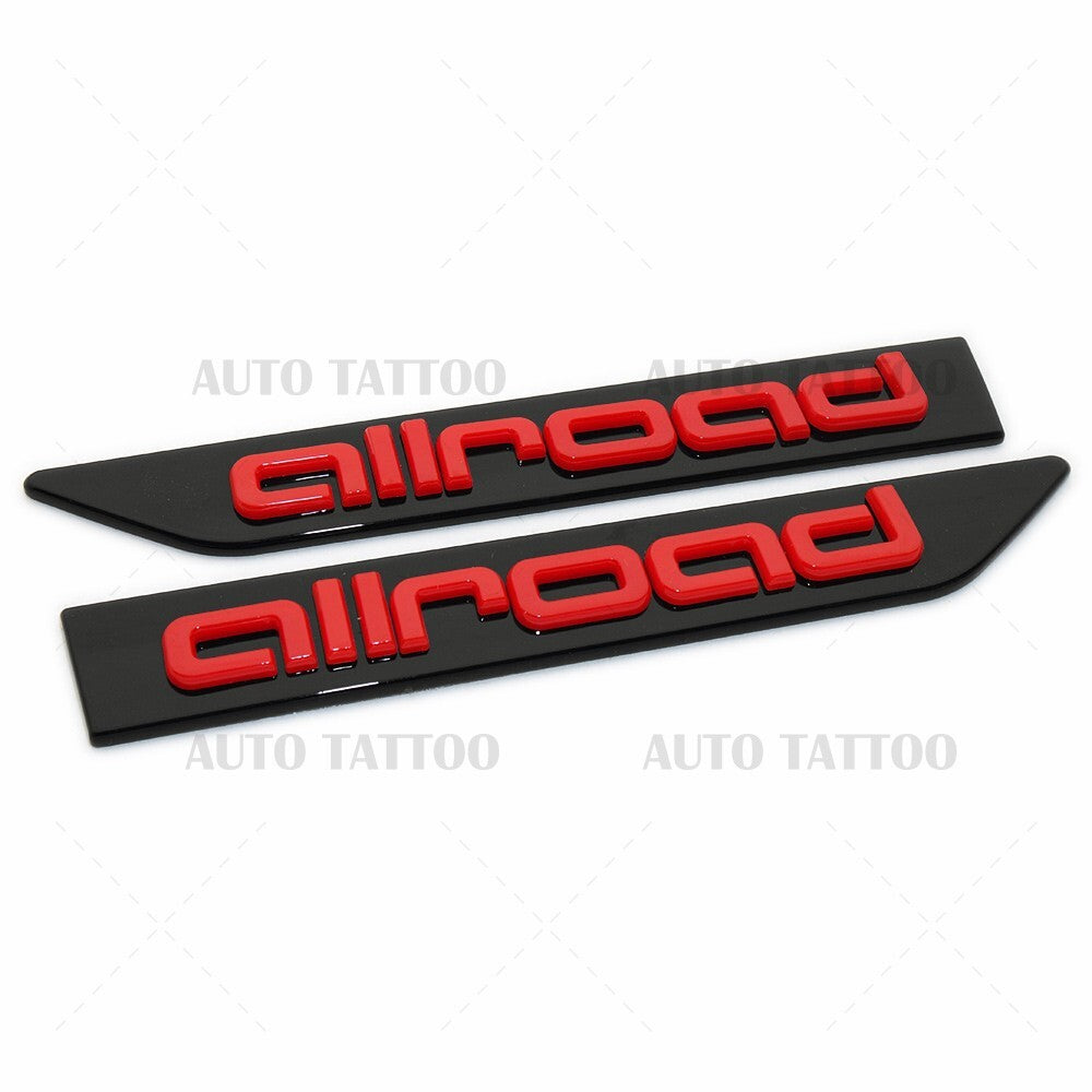 Audi Allroad Fender Left & Right Marker Nameplate Badge Emblem Sport Black & Red
