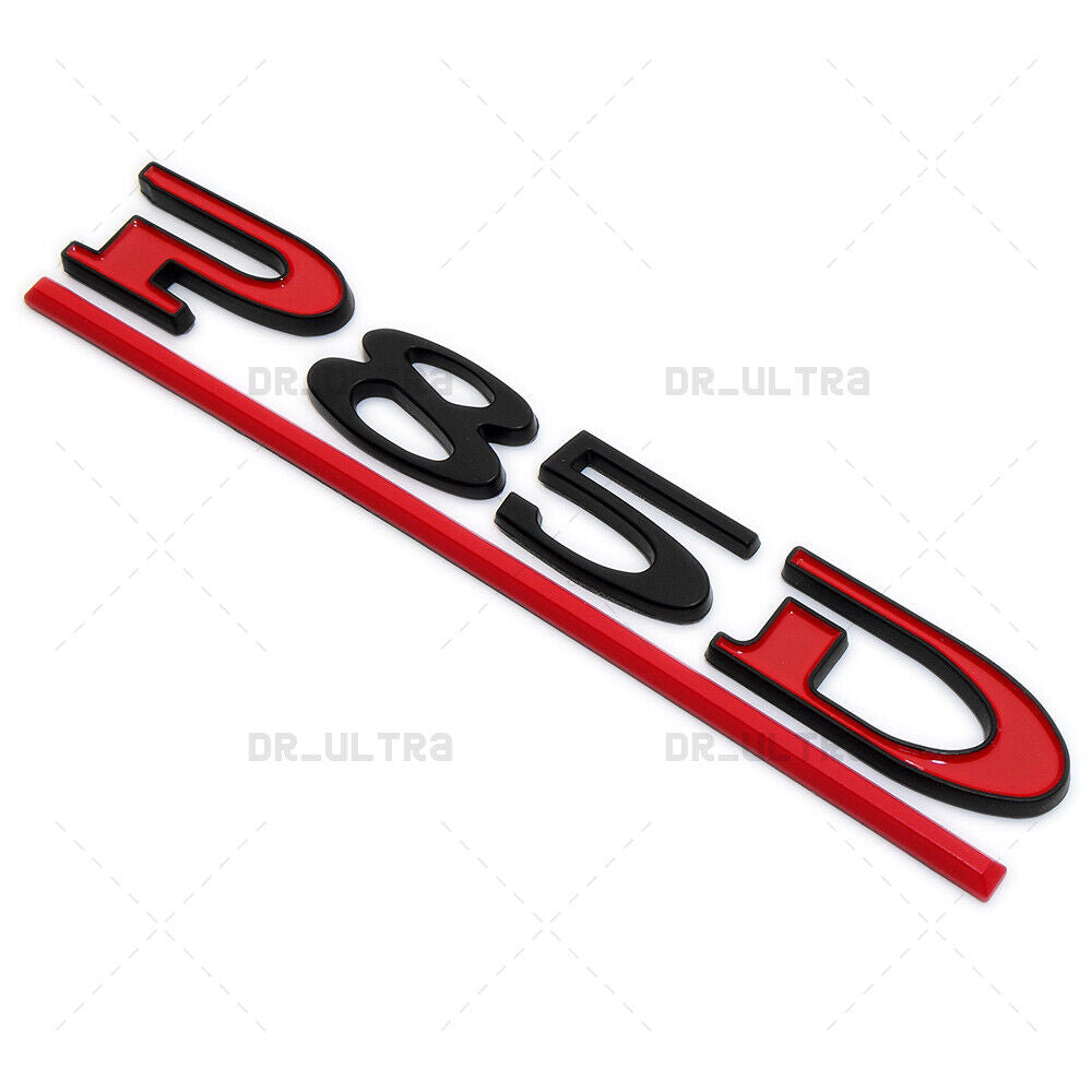 Tesla Liftgate P85D Performance Nameplate Logo Badge Emblem Sport Black & Red