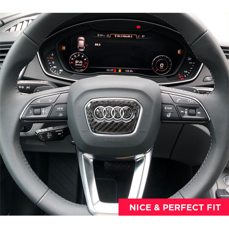 Audi Q3 Q5 Q7 Q8 3D Carbon Fiber Steering Wheel Ring Logo Badge Emblem Sticker