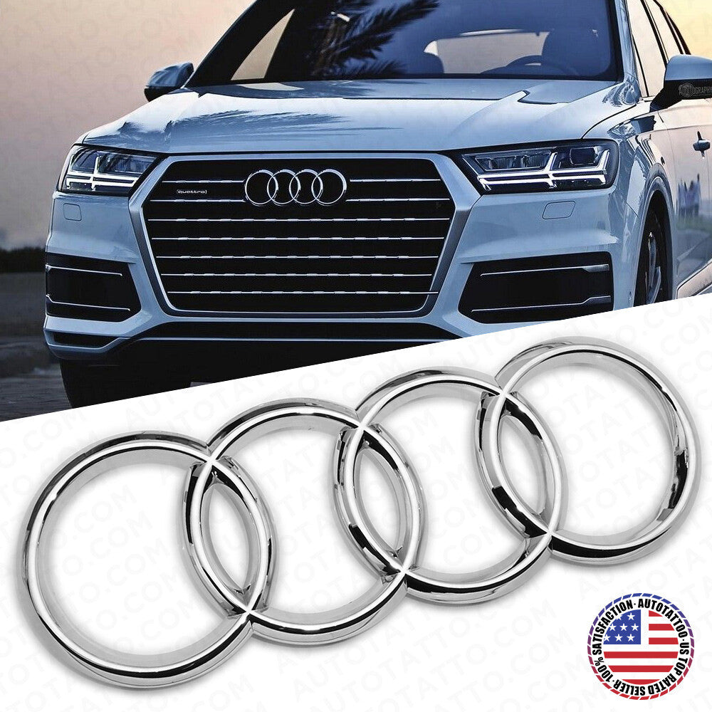 For 17-24 Audi Q7 SQ7 OEM Chrome Front Grille Rings Badge Sign Logo Emblem
