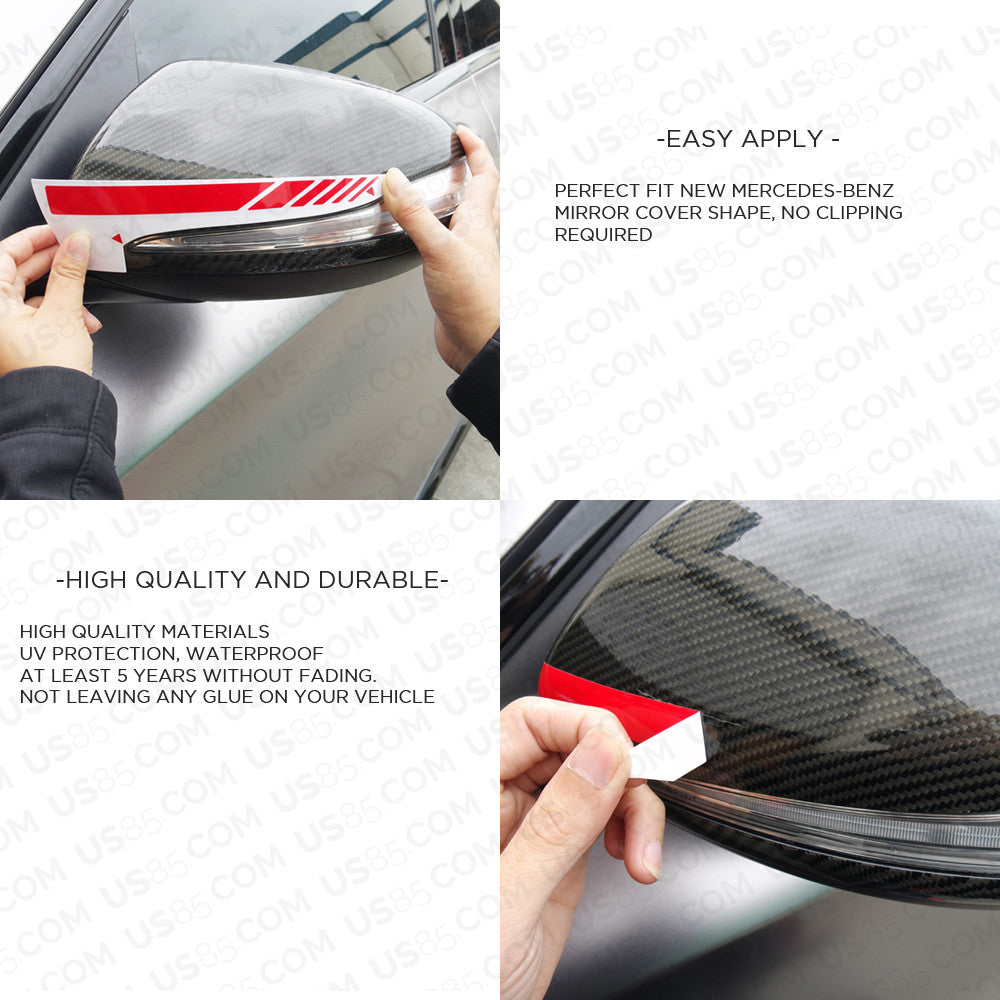 Red New Mercedes Rearview Mirror Cover Trim Strip Sticker Vinyl Racing Decal AMG