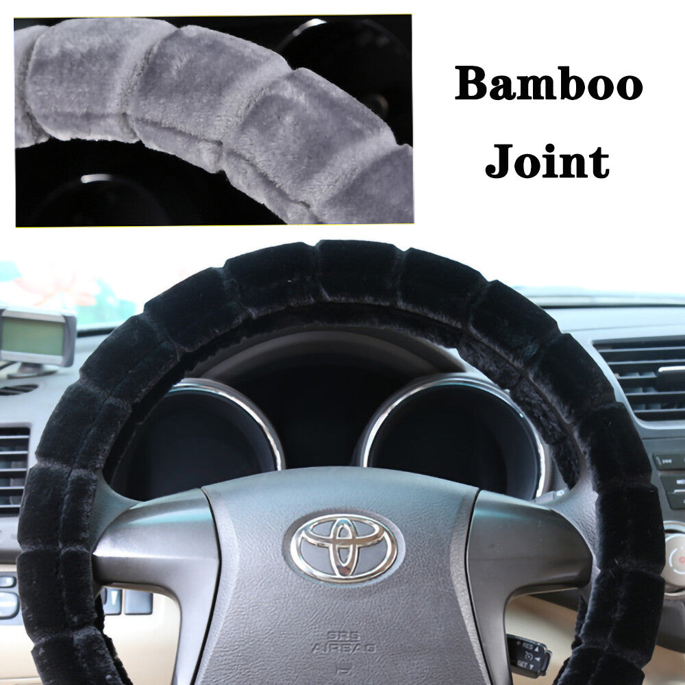 Universal Soft Warm Bamboo Style Faux Fur Car Steering Wheel Cover Decoration