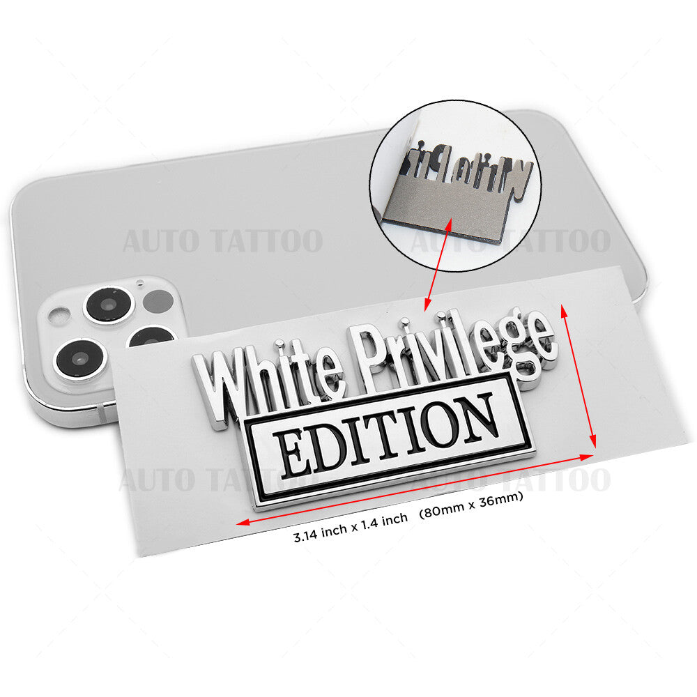 2Pcs WHITE PRIVILEGE Edition 3D Car Truck Emblem Badge Sticker Decal Decorate