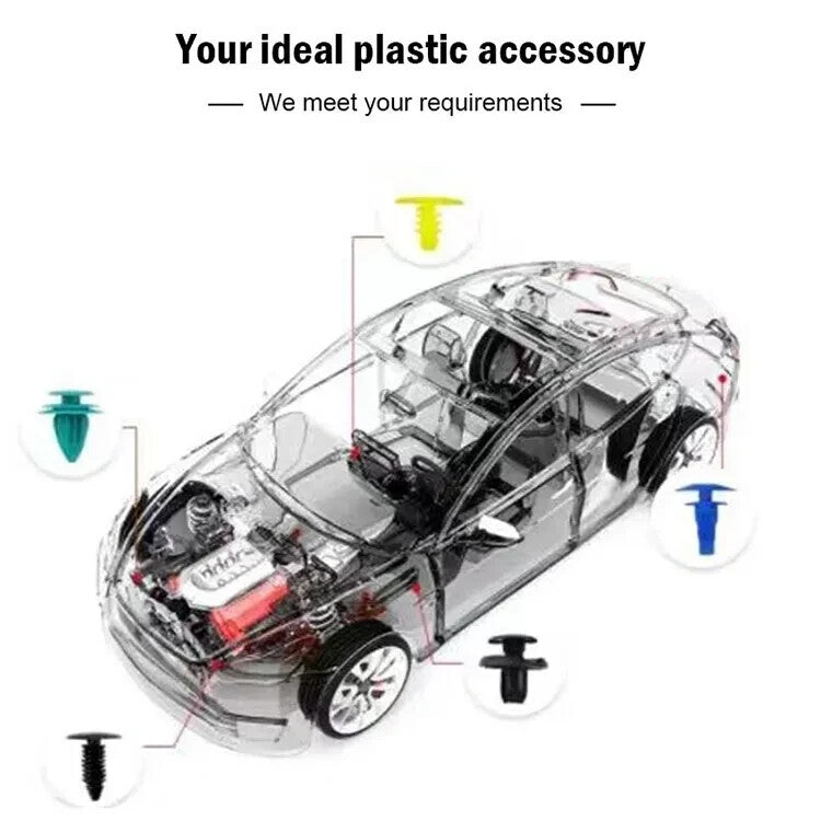 100pcs Mixed Plastic Clips Universal Door Panel Bumper Interior Auto Buckle Car Accessory