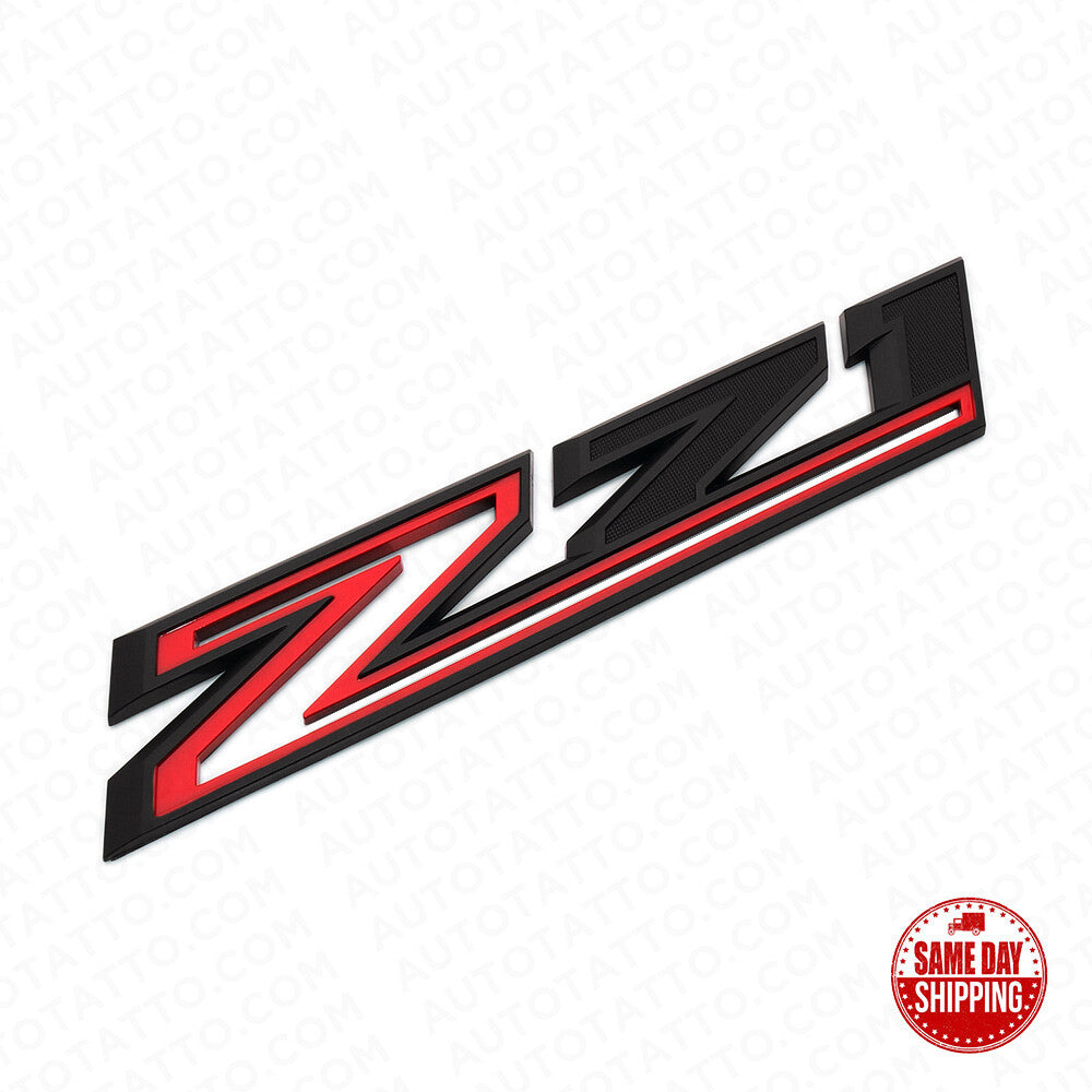 For Chevy 19-22 Silverado Z71 Fender Letter Sport Logo Emblem Badge Black Red