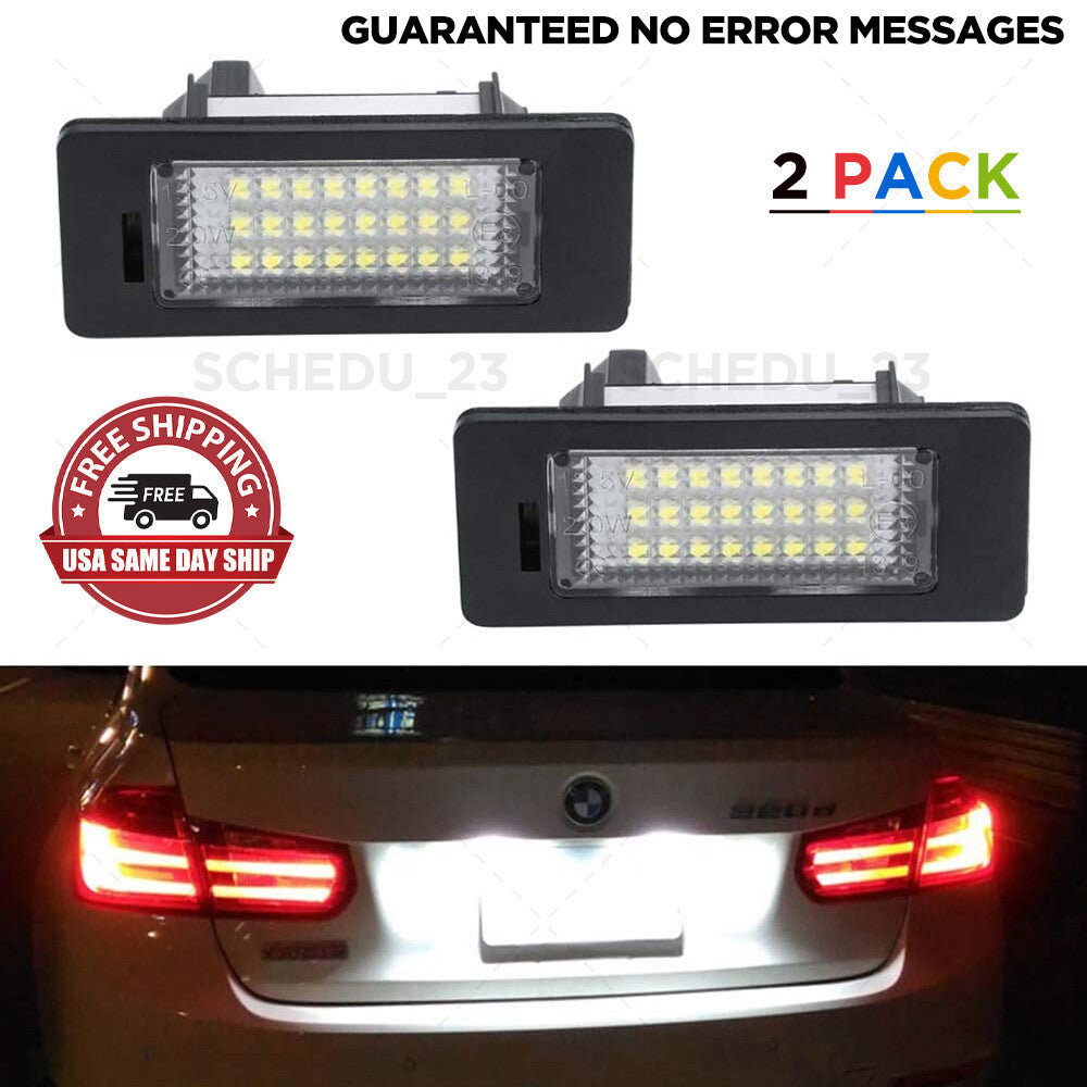 2x No Error LED License Plate Light Assembly For BMW 1 3 5 Series X1 X3 X5 X6 M3