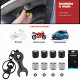 4pcs Hex Ferrari Tire Wheel Air Stem Dust Valve Caps Cover Wrench Keychain Keychain