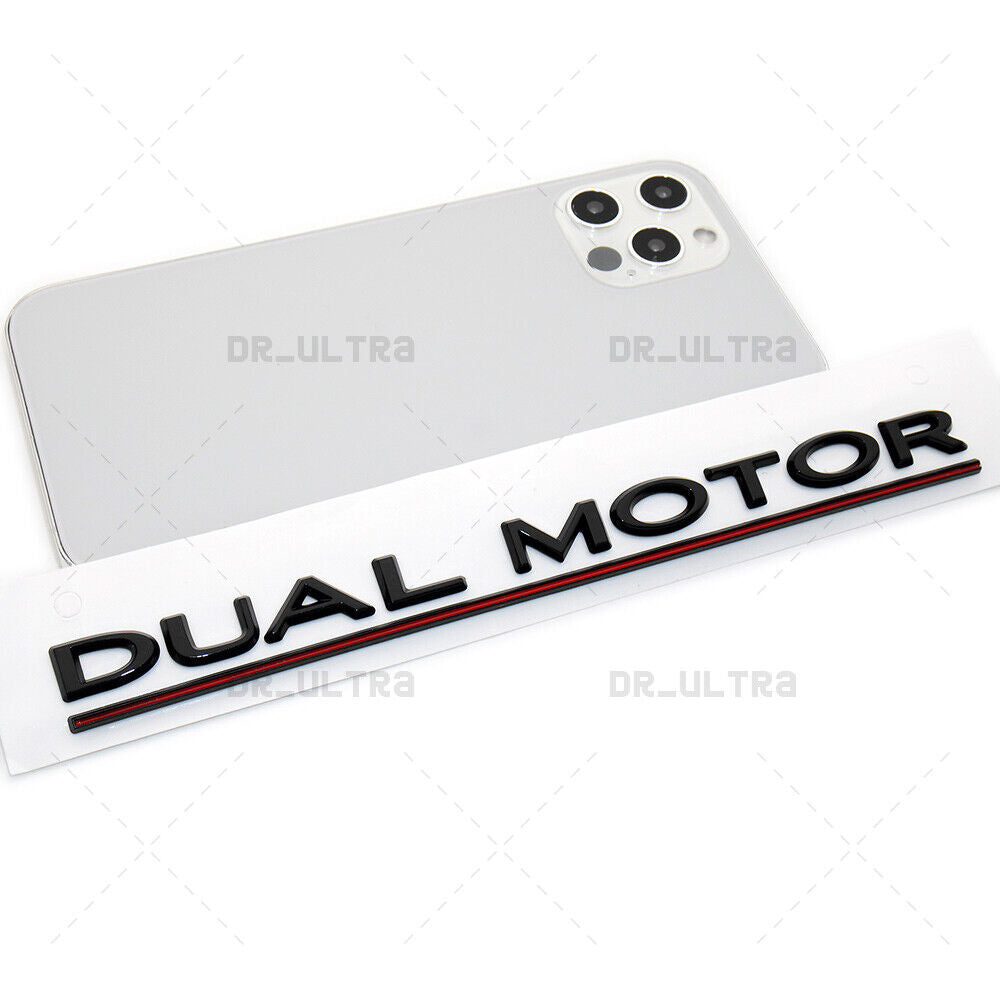 Tesla Liftgate Lid Dual Motor Performance Nameplate Badge Emblem Gloss Black Red
