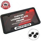 Gloss Black Front or Rear AMG Sport Logo Emblem License Plate Frame Cover Gift