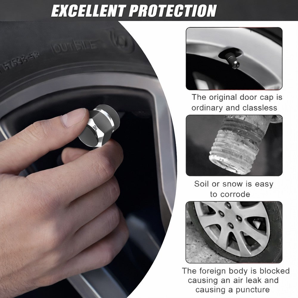 4pcs Universal Car Tire Wheel Valve Stem Caps Hex Design Dust Cover Accessories