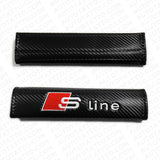 Audi S line Car Carbon Seat Belt Cover Safety Shoulder Strap Cushion Pad Harness