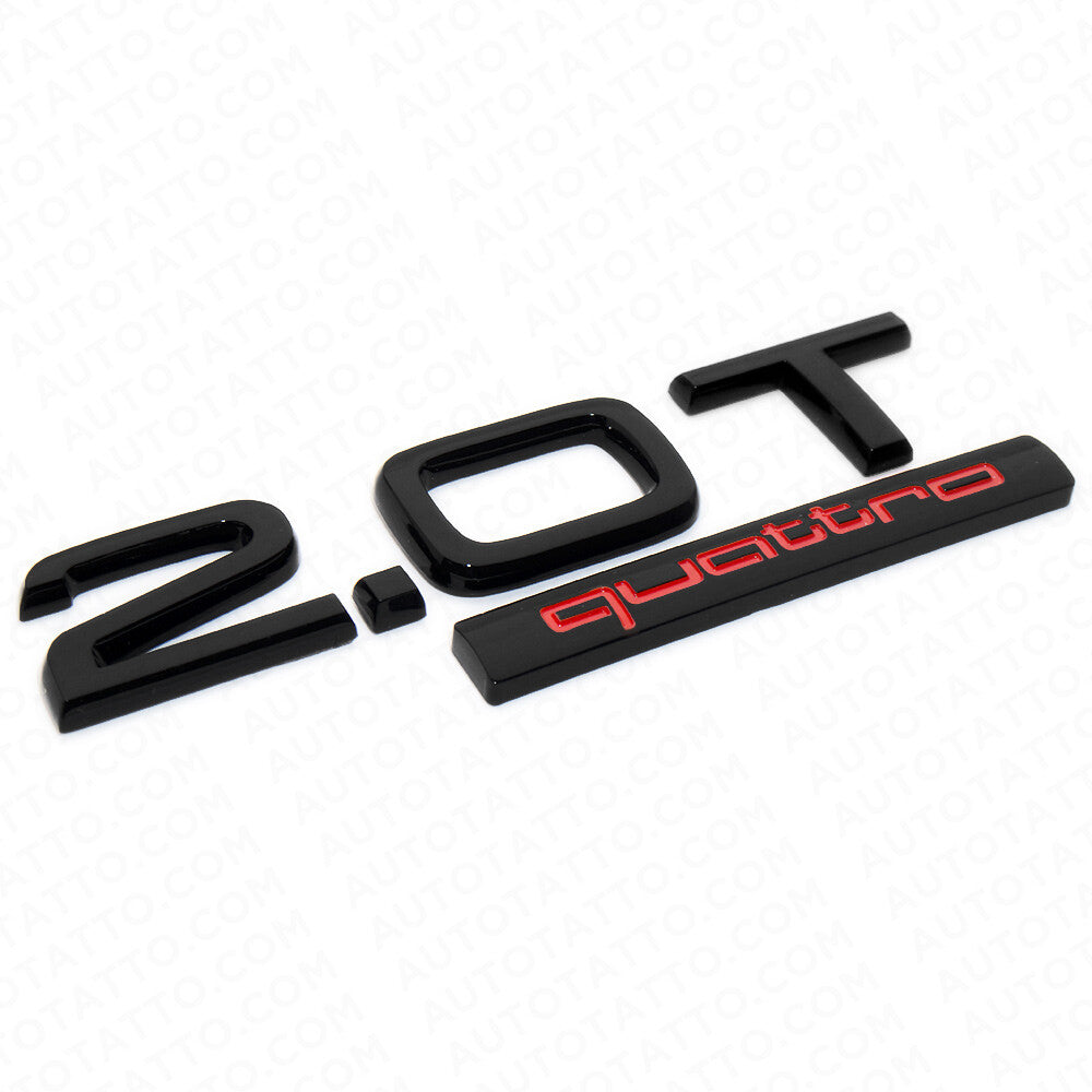 04-22 Audi Rear Trunk Lid 2.0T Quattro Nameplate Emblem Badge Black Red