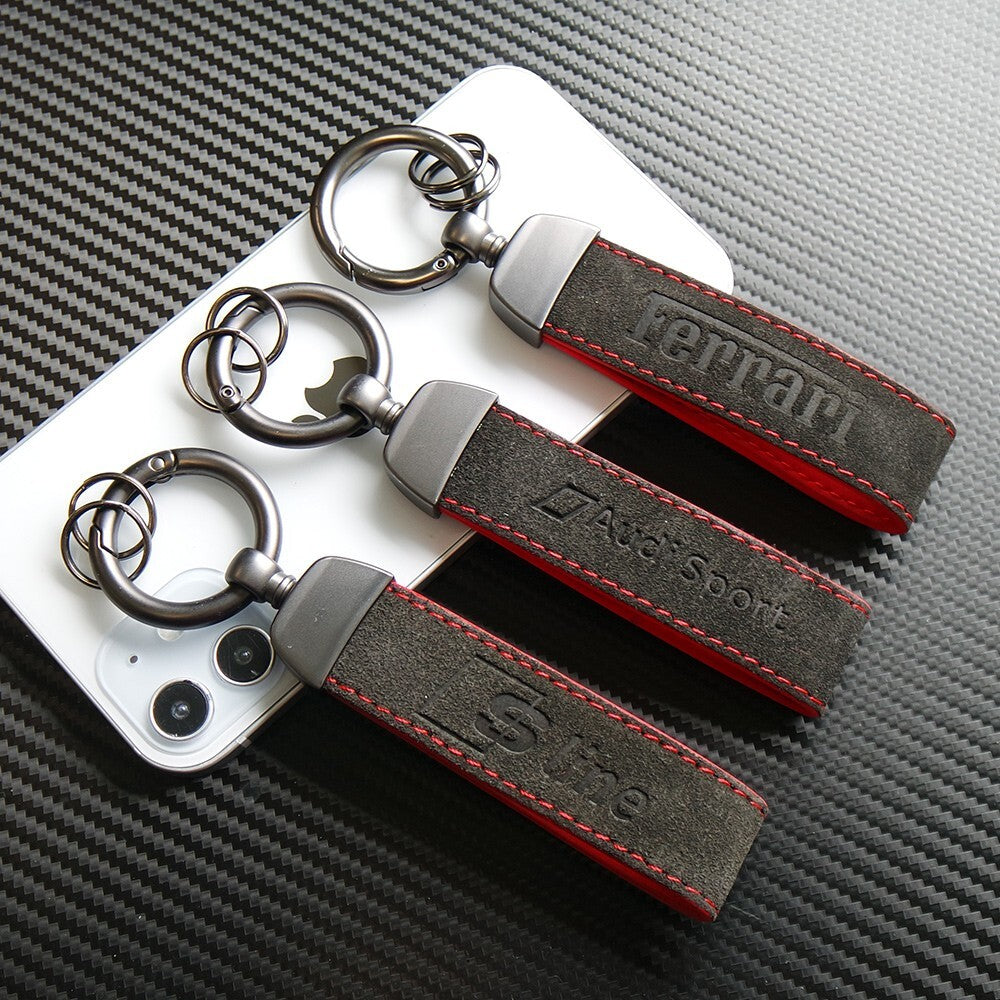 Sline Fashion Alcantara Suede Car Key Fob Keychain Strap Ring Gift Decorate