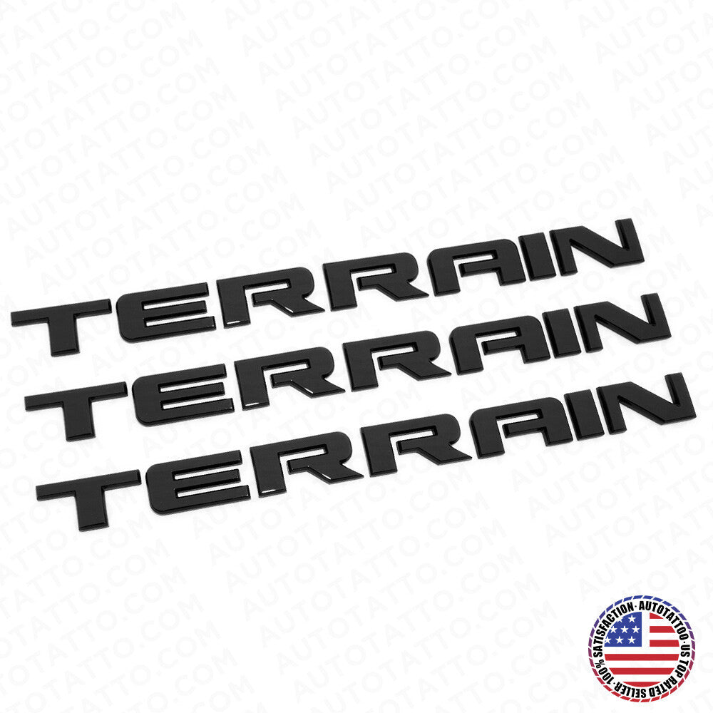 3x GMC Terrain Front Door & Rear Liftgate Nameplate  Emblem Decorate Gloss Black