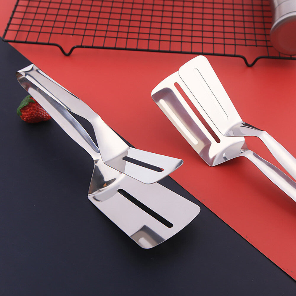 304 Stainles Steel Food Steak Flipping Spatula Tong Clip Kitchen Cooking Tool