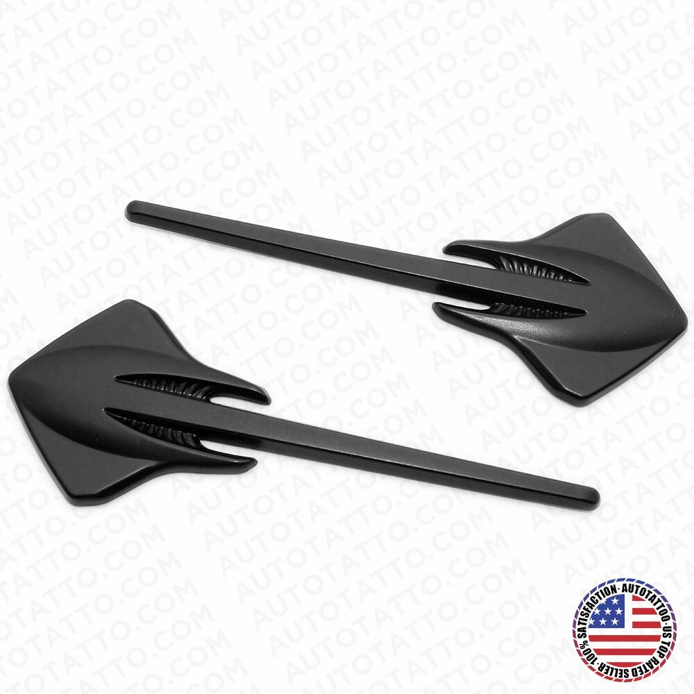 2x Corvette C7 Matte Black Fender Stingray Mako Shark Logo Badge Emblem Sport