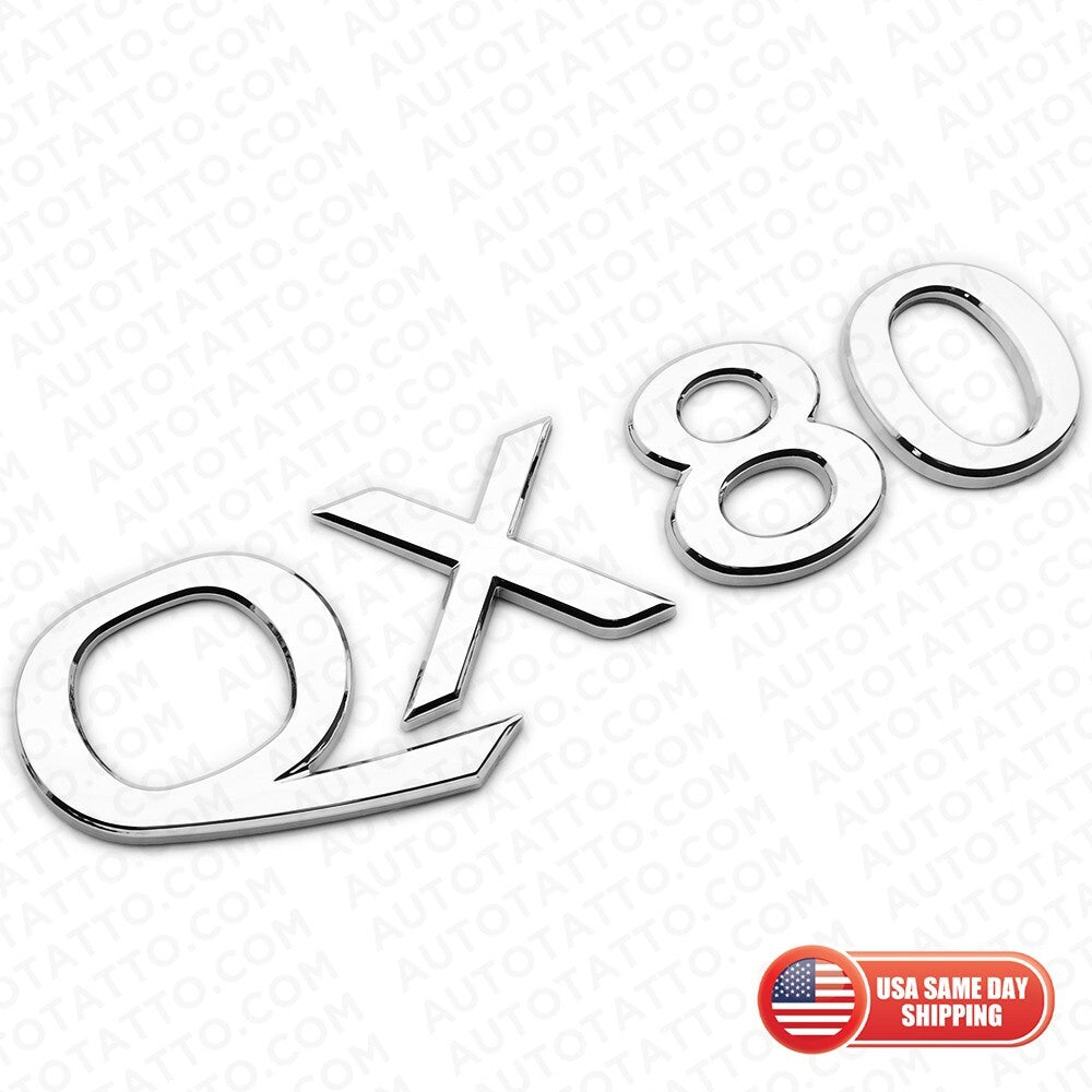 For Infiniti QX80 Rear Liftgate Logo Letter Badge Emblem Nameplate Silver Chrome