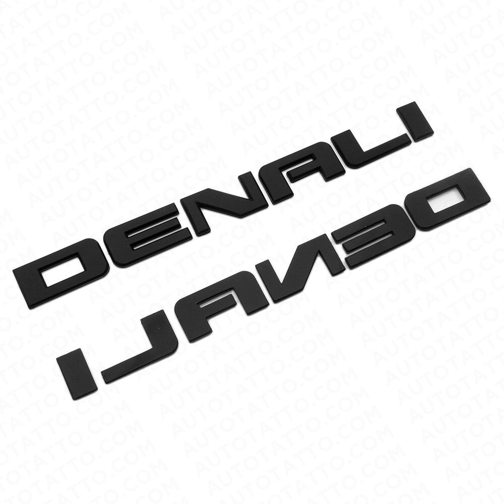 2x Denali Door Tailgate Letter Nameplate Emblem HD Badge GMC 3D HD - Matte Black