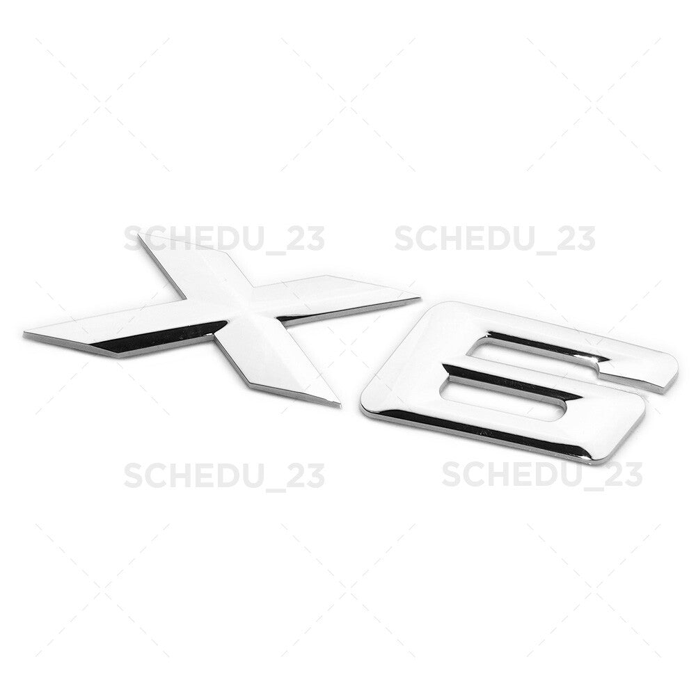 15-19 Chrome X6 Letter Logo Emblem Badge LiftGate Rear Trunk ABS  /M Sport